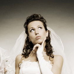 Bride thinking about her wedding video options